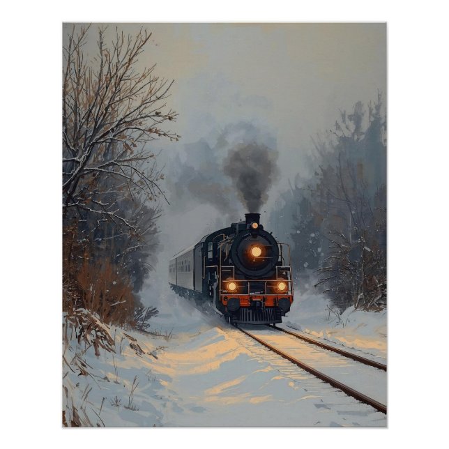 Affiche de train par un jour enneigé (Devant)