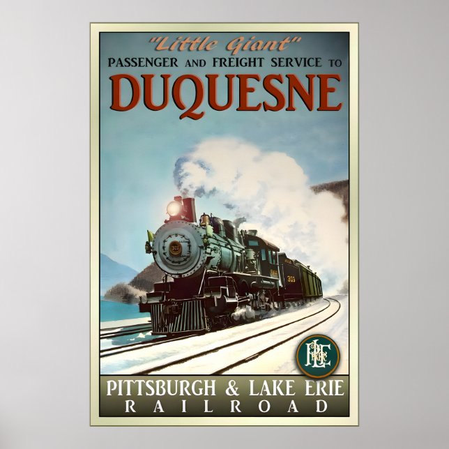 Affiche de train rétro neuve du chemin de fer Duqu (Devant)