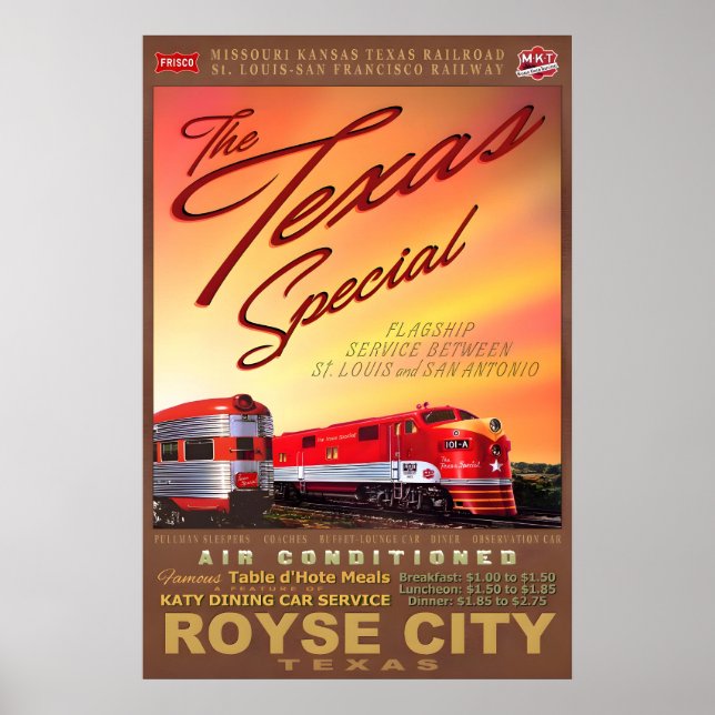 Affiche de train rétro spéciale Royse City Texas M (Devant)