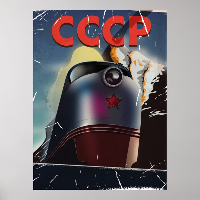 Affiche de train rétro vintage CCCP soviétique (Devant)
