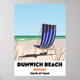 Affiche de train vintage de la plage de Dunwch Suf