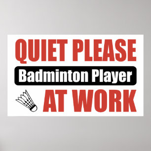 Affiche De tranquillité joueur de badminton svp au travail