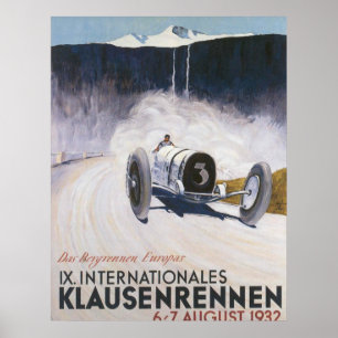 Affiche de transport de voiture de course vintage