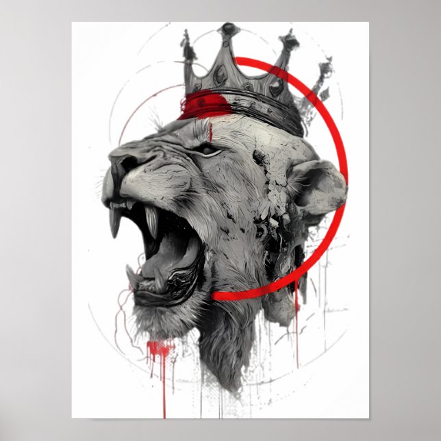 Affiche de Trash Polka au Lion Couronné Rugissant (Devant)