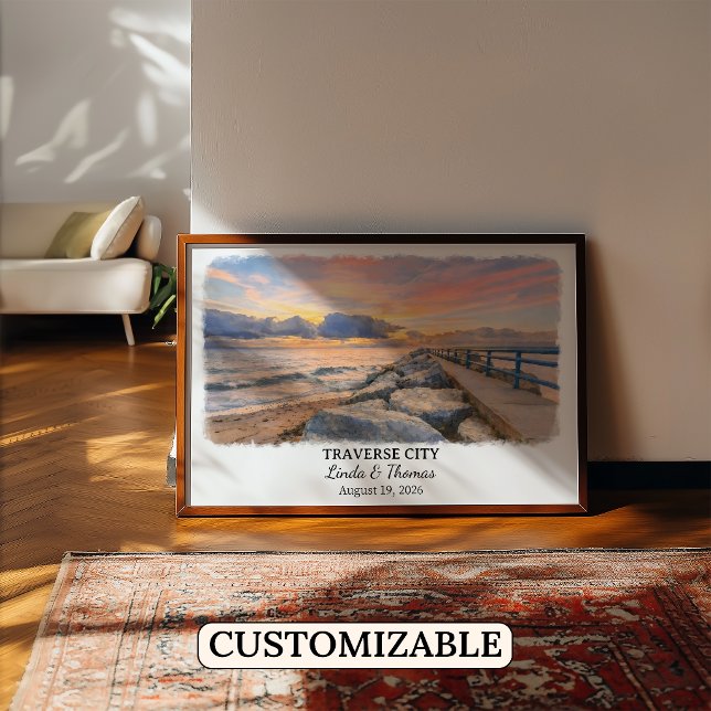 Affiche de Traverse City Michigan, Aquarelle, Sur  (Créateur téléchargé)