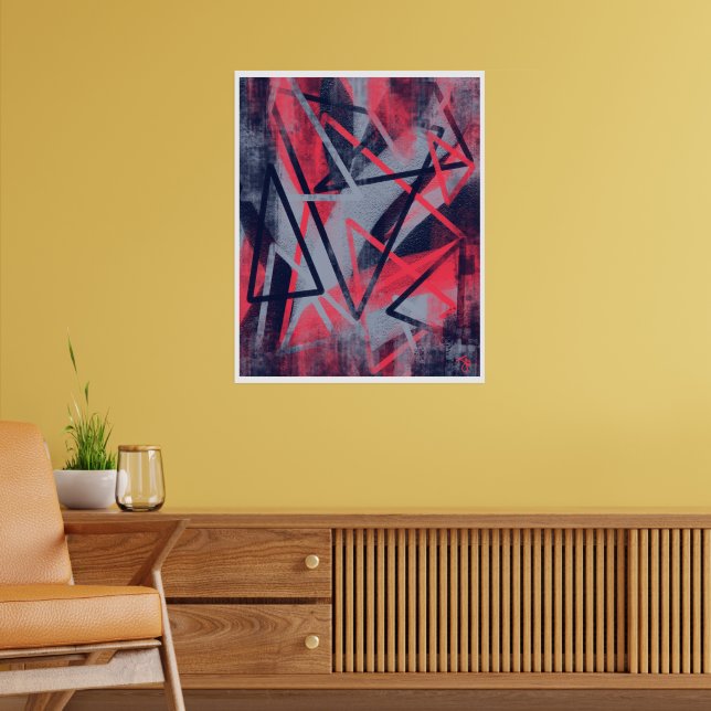 Affiche de triangles géométriques – Rose et Bleu (Salon 2)