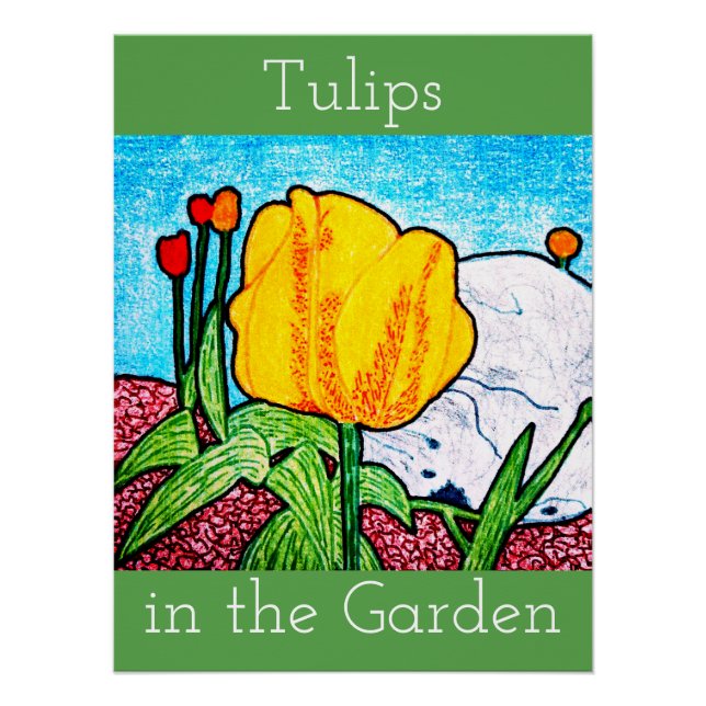 Affiche de tulipes dans le jardin (Devant)