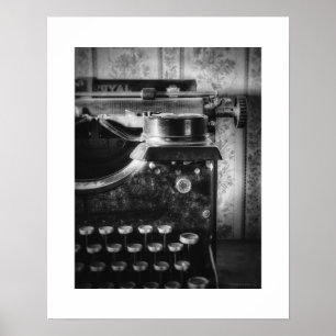 Affiche de typewriter vintage noir et blanc