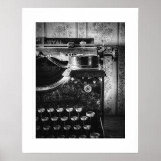 Affiche de typewriter vintage noir et blanc