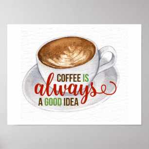 Affiche de typographie aquarelle Café Bonne Idée