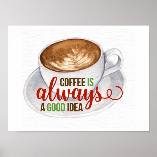 Affiche de typographie aquarelle Café Bonne Idée (Devant)