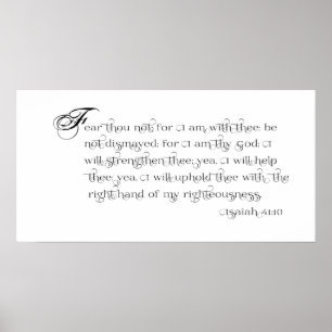 Affiche de typographie de 41:10 d'Isaïe de crainte