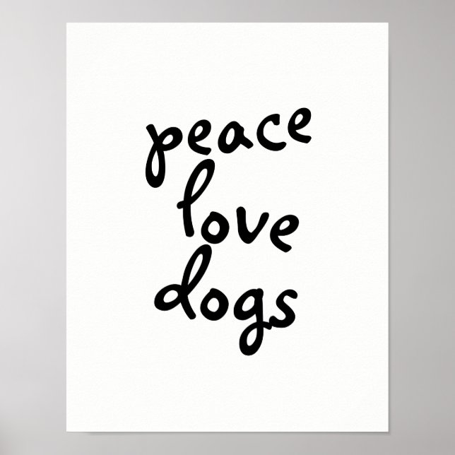 affiche de typographie de chiens de paix noir et b (Devant)