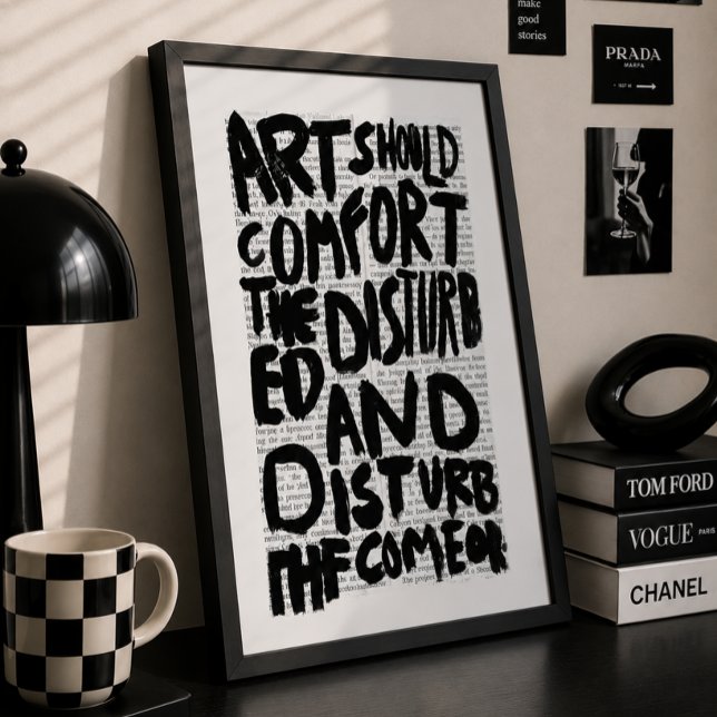 Affiche de typographie de citation de confort de l (Art Should Comfort the Disturbed Quote Poster | Bold Typography Wall Art | Gen Z Aesthetic )