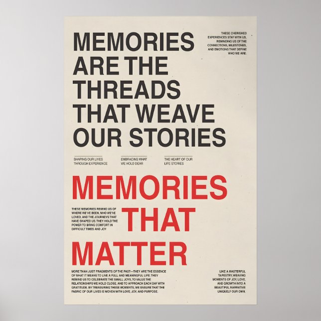 Affiche de typographie de souvenirs Art mural sent (Devant)