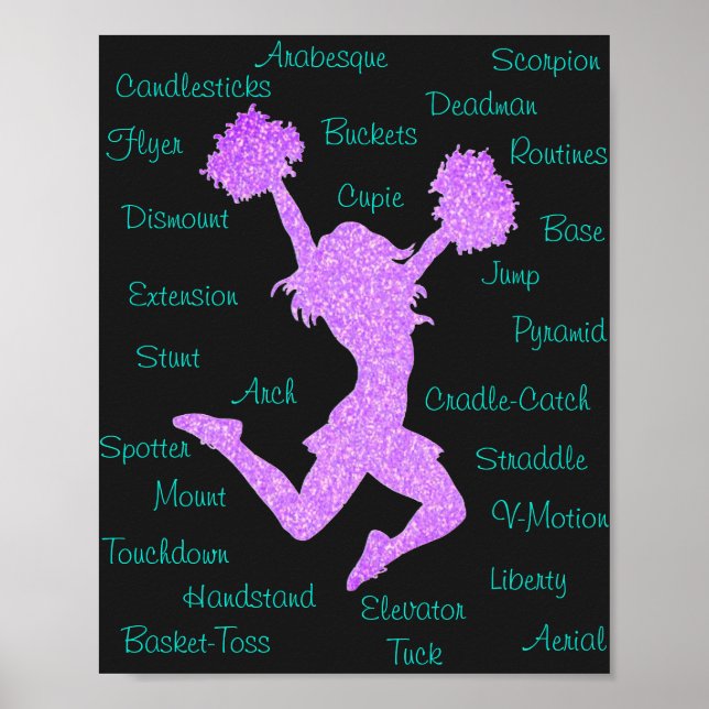 Affiche de typographie des termes de Cheerleading (Devant)
