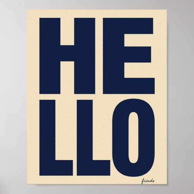 Affiche de typographie gras HELLO moderne  (Devant)