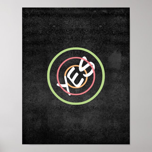 affiche de typographie oui sur le gris charbon (Devant)