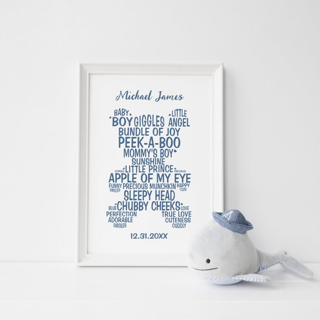 Affiche de typographie Ourson Bleu (Mat) (Créateur téléchargé)