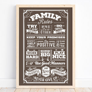 Affiche de typographie Règles de la famille Règles
