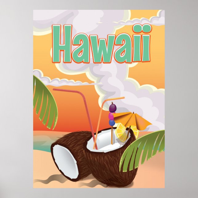 Affiche de vacances à la plage à Hawaï (Devant)