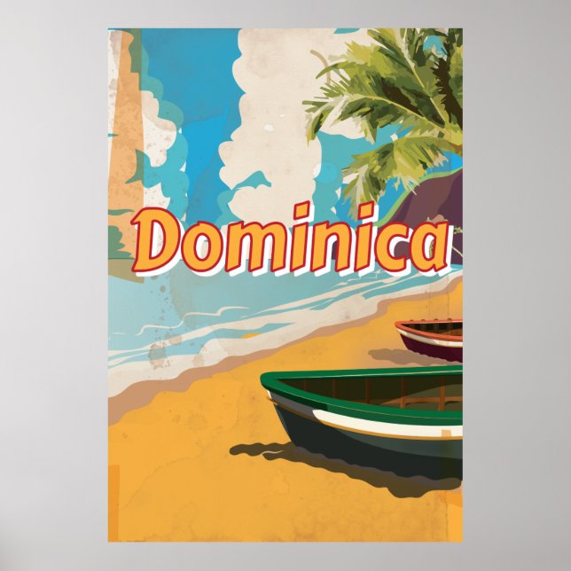 Affiche de vacances à la plage de la Dominique (Devant)