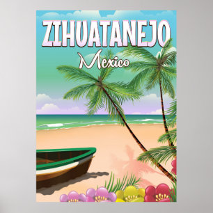Affiche de vacances à la plage de Zihuatanejo