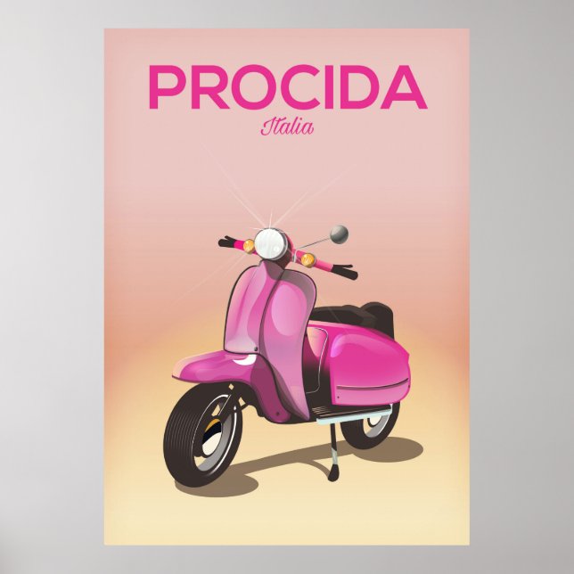 Affiche de vacances à Procida Italie scooter (Devant)