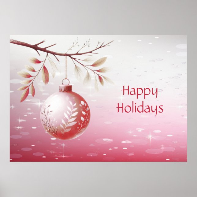 Affiche de vacances de boule de Noël décorative ro (Devant)