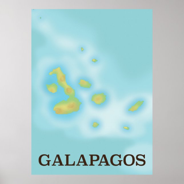 Affiche de vacances de la carte des Galapagos (Devant)
