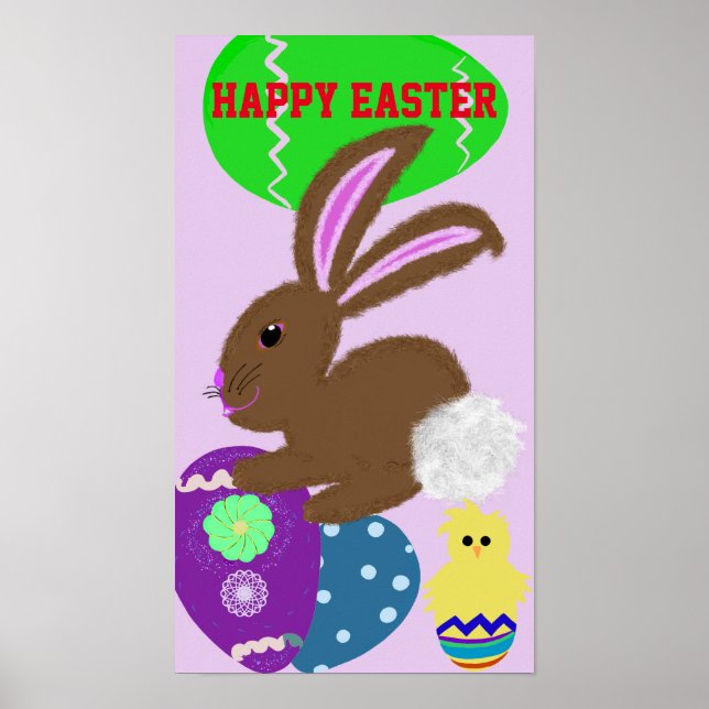Affiche de vacances de Pâques aux oeufs du Lapin d (Devant)