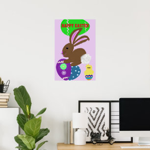 Affiche de vacances de Pâques aux oeufs du Lapin d