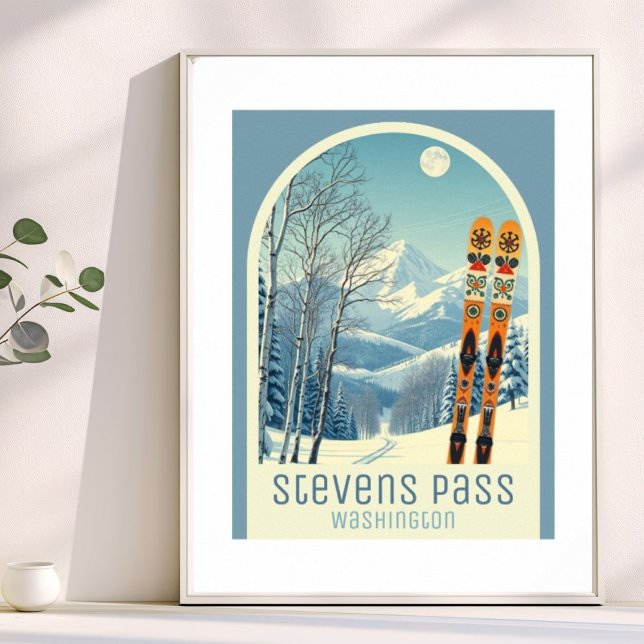 Affiche de vacances de ski à Stevens Pass Washingt (Créateur téléchargé)