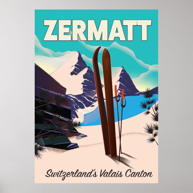 Affiche de vacances de ski à Zermatt (Devant)