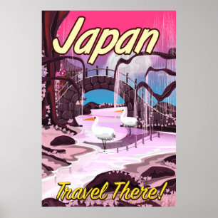 affiche de vacances jardins dessin animé Japon