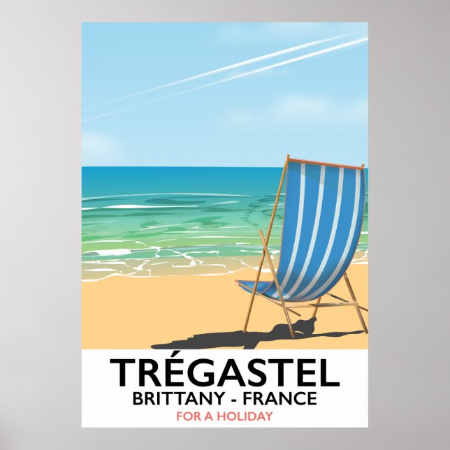 Affiche de vacances sur la plage de Trégastel, Bre (Devant)