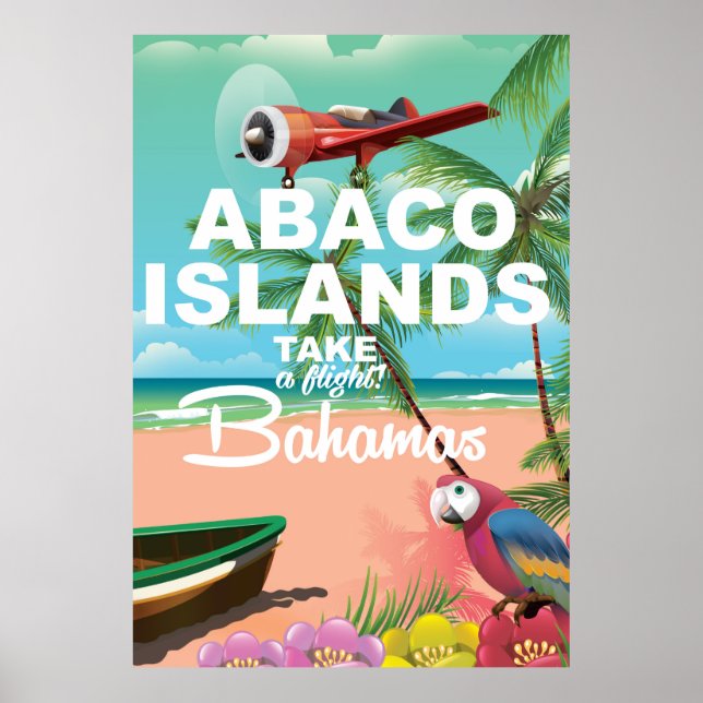 Affiche de vacances sur la plage des îles Abaco (Devant)
