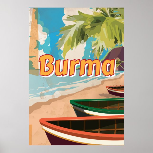 Affiche de vacances vintage Birmanie (Devant)