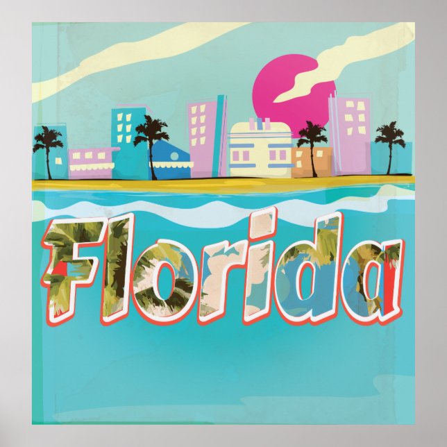 Affiche de vacances vintage Floride (Devant)
