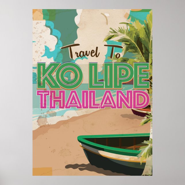 Affiche de vacances vintage Ko Lipe Thaïlande (Devant)