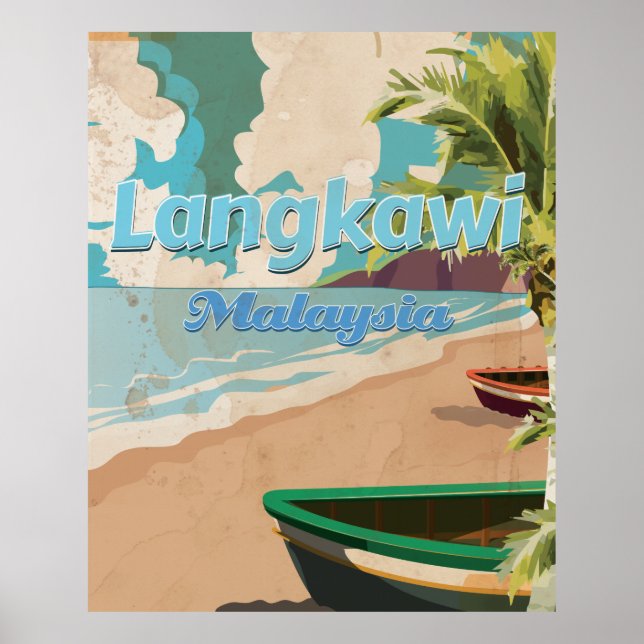 Affiche de vacances vintage Langkawi Malaisie (Devant)