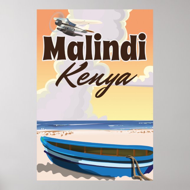 Affiche de vacances vintage Malindi Kenya (Devant)