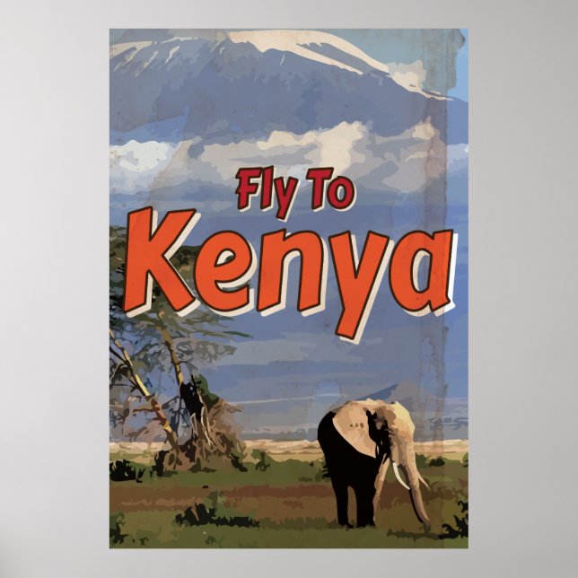 Affiche de vacances vintage Safari Kenya (Devant)