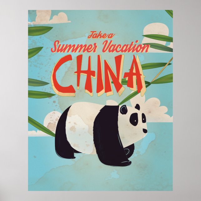 Affiche de vacances vintage sur la Chine Panda (Devant)
