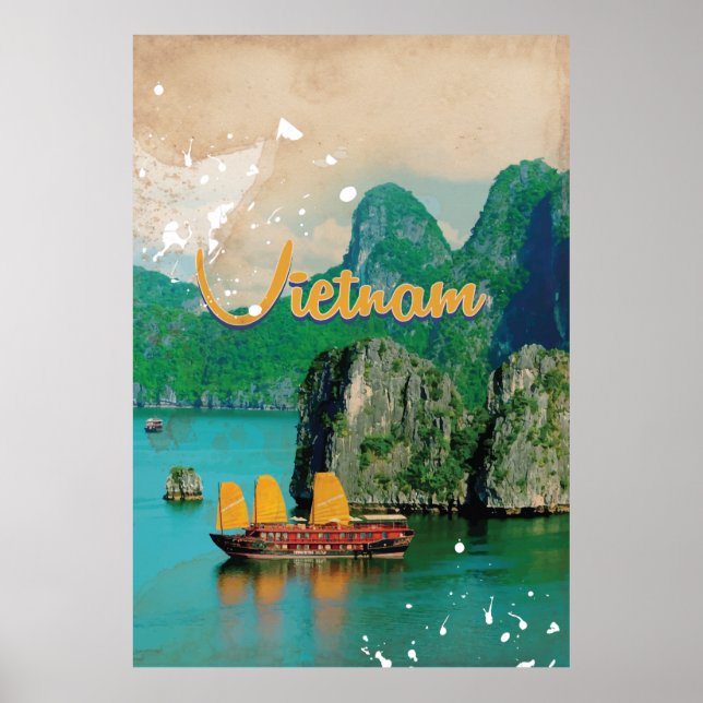 affiche de vacances vintages au Vietnam (Devant)