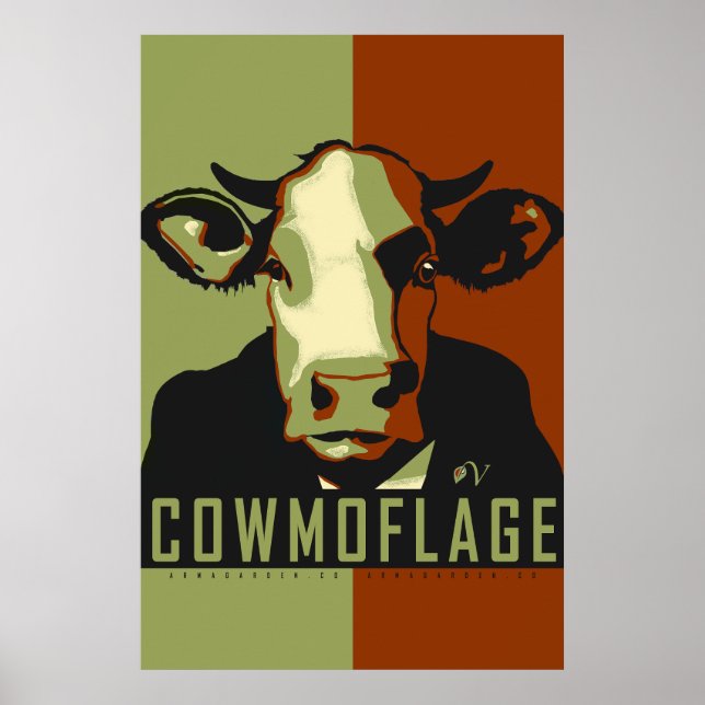 Affiche de vache pop art Camo Cowmoflage (Devant)
