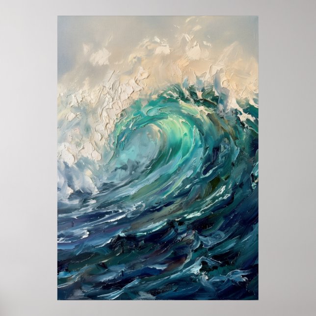 Affiche de vague d'océan turquoise (Devant)