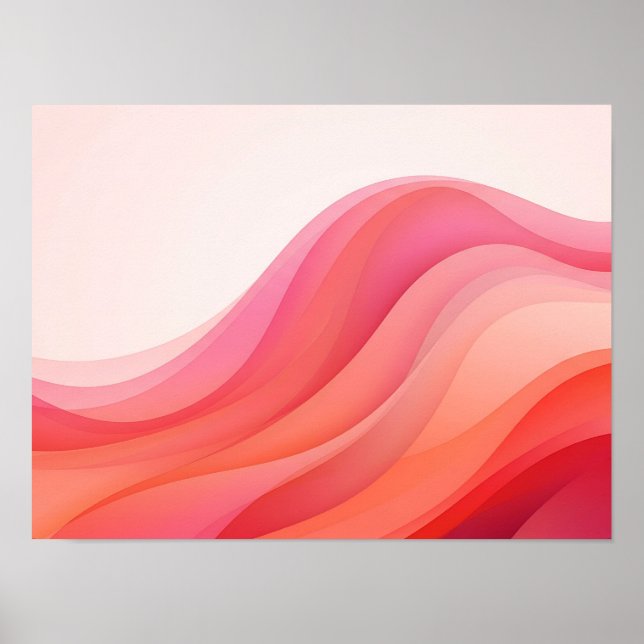 Affiche de vagues dégradées roses corail superposé (Devant)