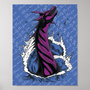Affiche de vagues océaniques serpent monstre marin