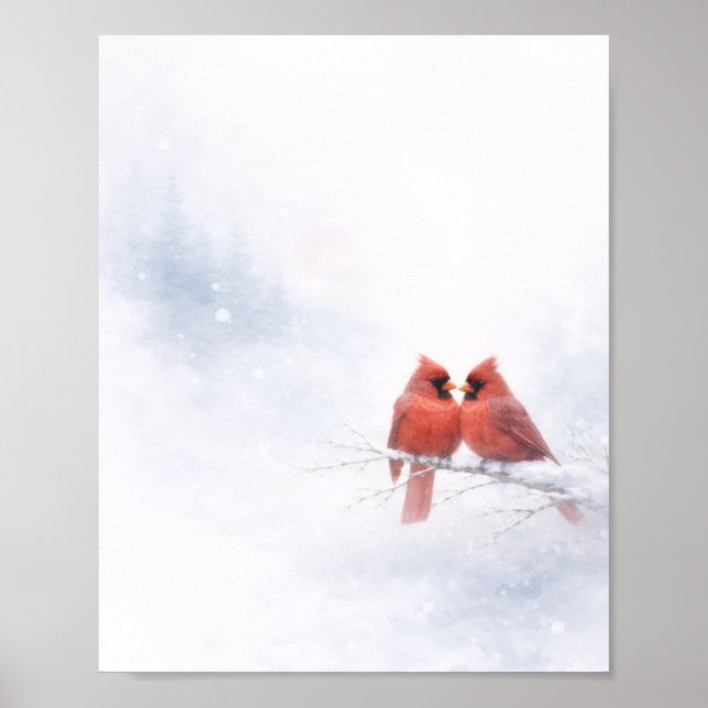 Affiche de valeur à l'aquarelle des cardinaux roug (Devant)